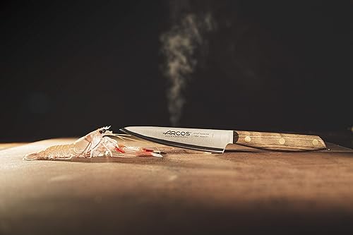 Miniatura 5 de ARCOS Cuchillo de chef de acero inoxidable de 5 pulgadas. Cuchillo de cocina profesional para cocinar. Mango de madera Ovengkol FSC 100% natural y