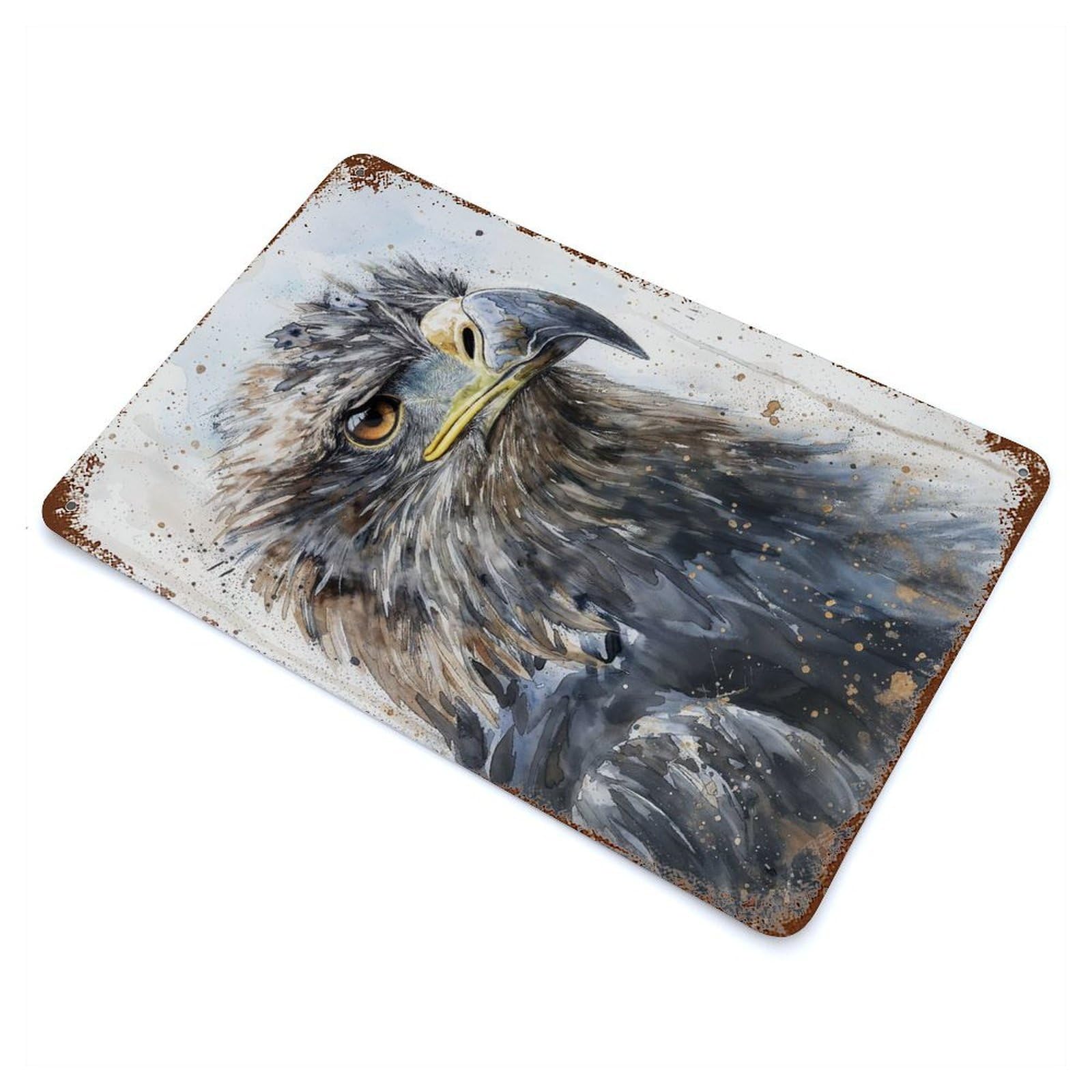 Eagles Stern Gaze 11.8"x7.9" Rusty Metal Tin Sign, Novelty Wall Decor for Cafe, Home Bar And Lounge Decor