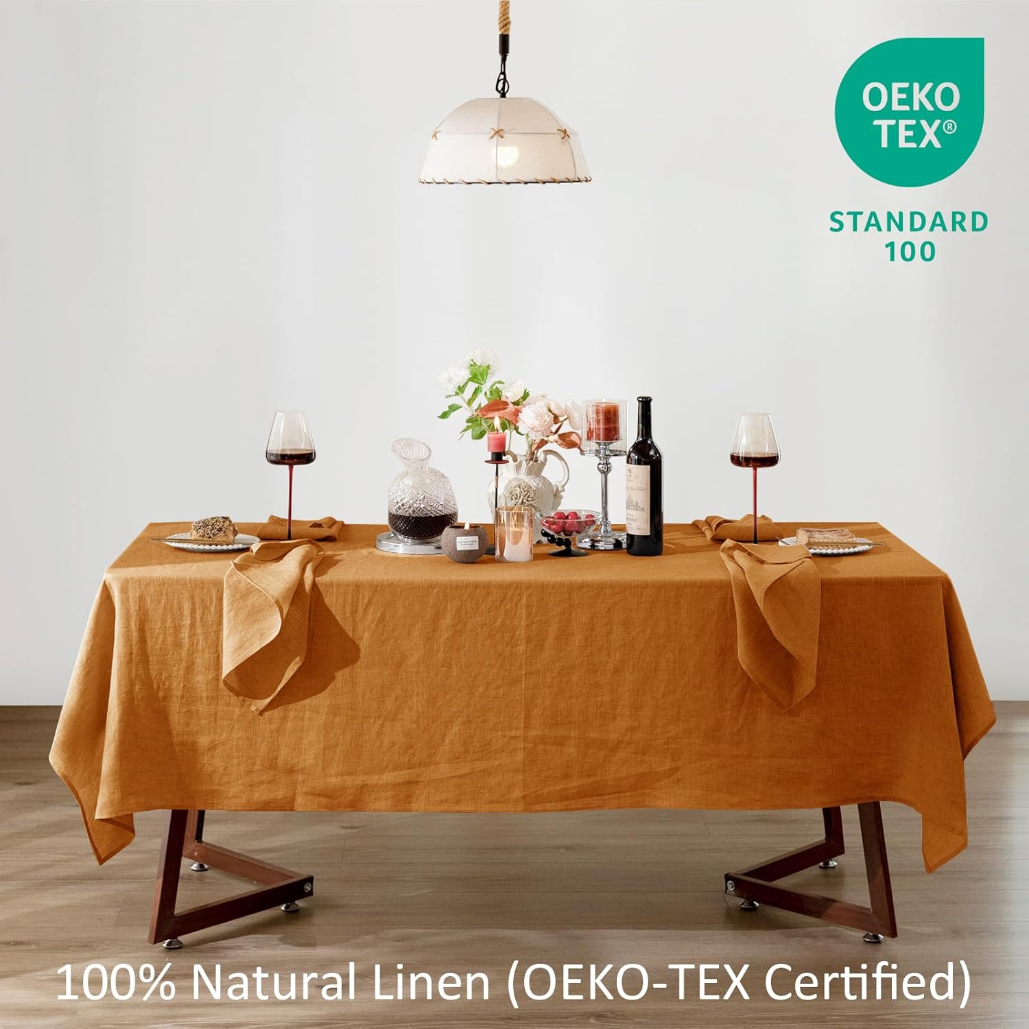 Talasily Linen Tablecloth 100% Pure Linen Table Cloth 60x108 Inches Rectangle Tablecloths Washable Cloths for Kitchen, Dining, Buffet Parties, Holidays, Picnic, Weddings and Restaurants-Muddy Pink