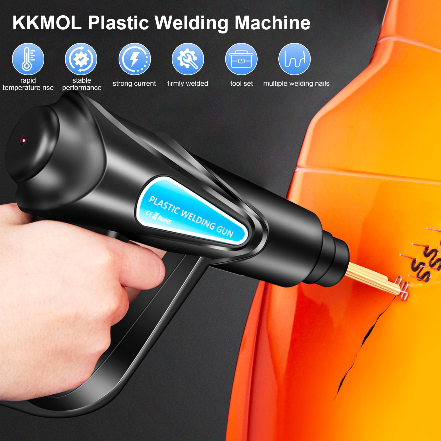 Saldatrice per Plastica - KKMOL Saldatore Plastica Kit con 852 pezzi(Attrezzature*2), Pistola per Saldare la Plastica, Riparazione Graffette Saldatura Plastica per Paraurti, Ricambi Auto, Kayak
