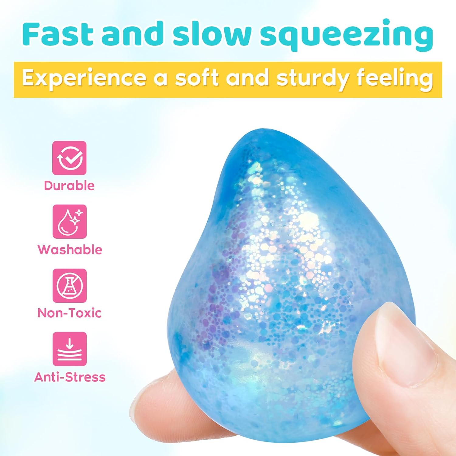 12 Pcak Fidget Stress Balls, Slow Rising Stress Ball for Kids Adults,Hand Therapy Sensory Squishy Ball,Bulk Squishy Squeeze Ball Set and Birthday Party