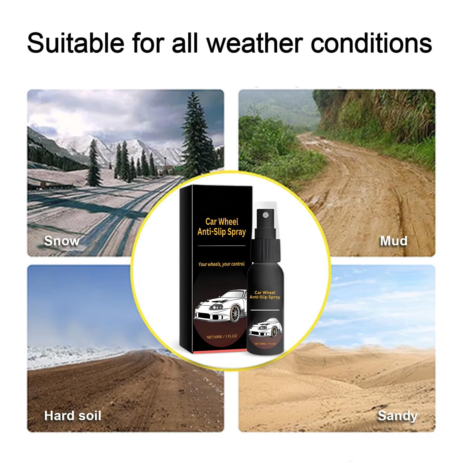 Lot de 3 vaporisateurs antidérapants pour roues de voiture, nettoyeur de roues et de pneus, spray antidérapant pour nettoyage de moyeu de voiture