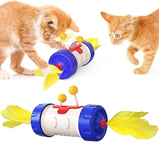 LFHouzze Interactive Cat Toys for Indoor Cats Automatic Cat Feather Toy Cat Swing Wand Chaser Training Toy for Cat Kitten (Blue)