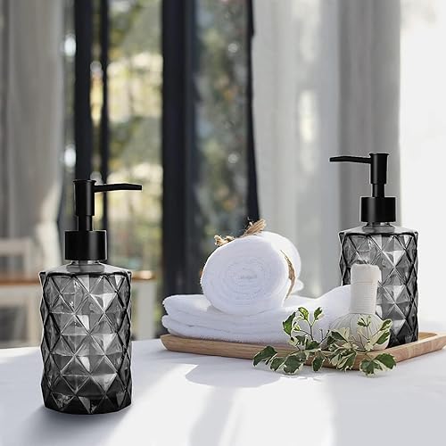 Miniatura 4 de Dispensador de jabón para platos de cocina y baño, dispensador de jabón líquido de manos recargable de vidrio de 12 onzas con bomba de plástico,