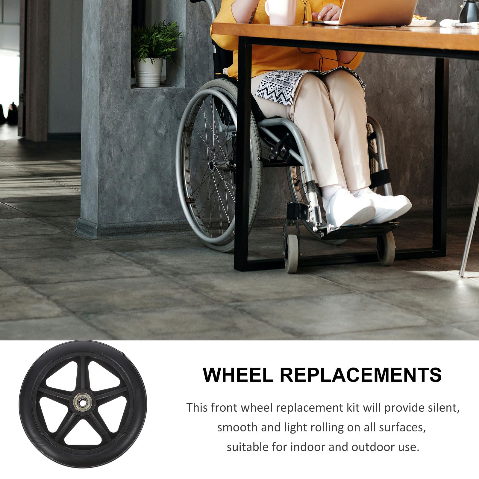MAGICLULU Ruedas Delanteras y Antideslizantes de Repuesto para Silla de Ruedas de Abs y Acero para Adultos para Uso en Interiores y Exteriores
