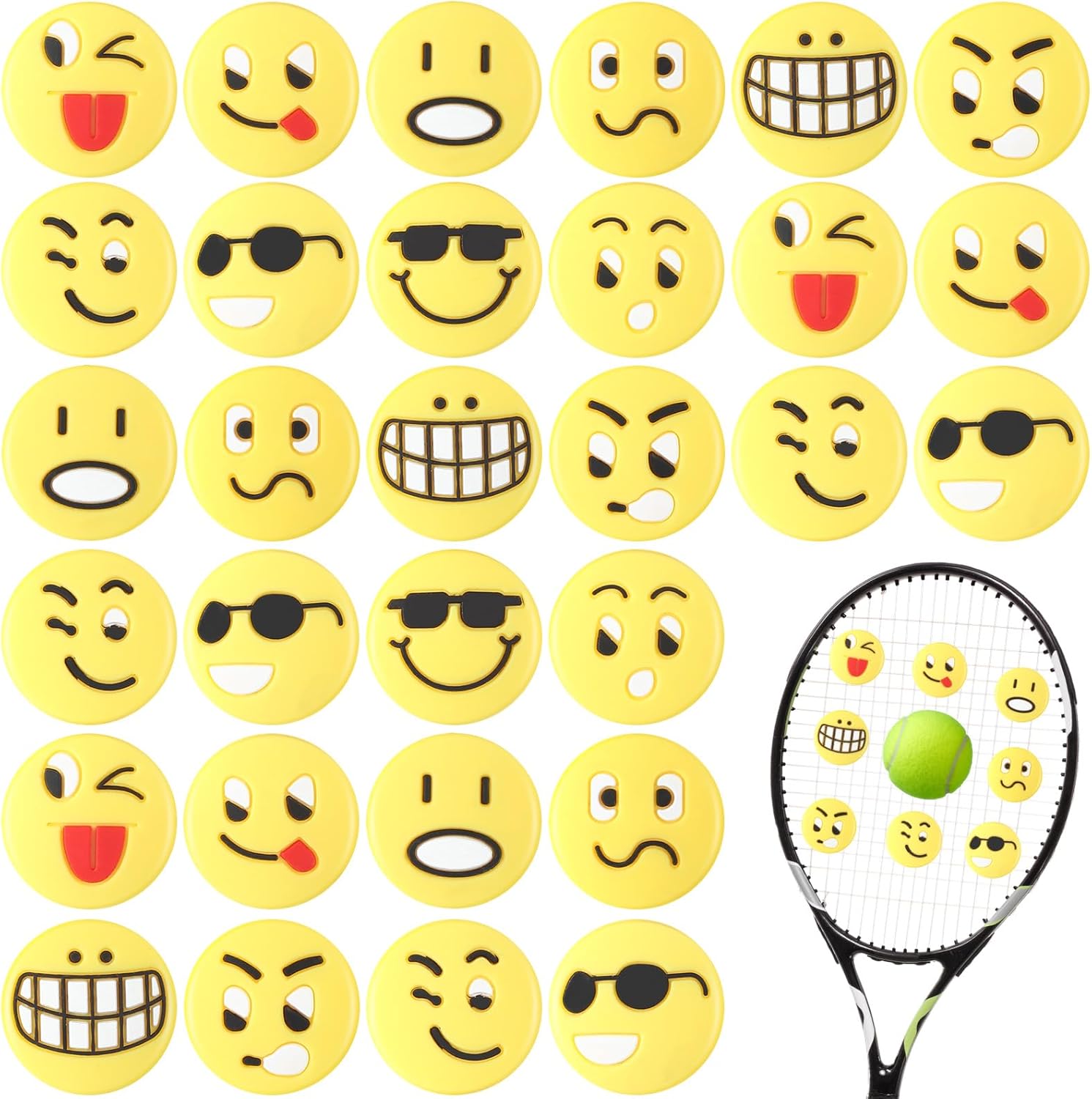 Jexine 30 Pcs Tennis Vibration Dampener Silicone Tennis Racket Dampener Cute Tennis Supplies for Gift (Assorted) : Sports & Outdoors