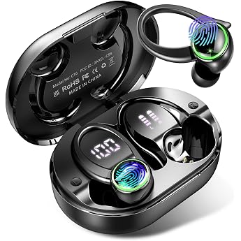 Rolosar Kopfh rer Kabellos Bluetooth 5.4 Sport tiefer Bass 56 std Spielzeit In Ear Kopfh rer mit 4 ENC Noise Cancelling Mic IP7 Wasserdicht Ohrh rer LED-Anzeige f r Studium