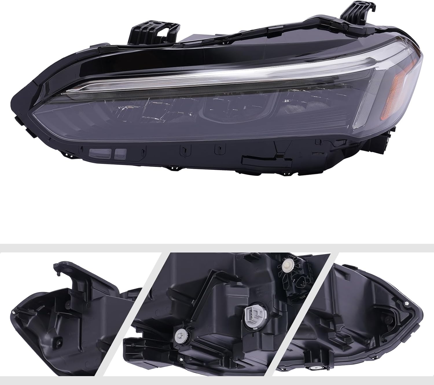 Left Driver Side Headlight Assembly for 2022-2025 Honda-Civic Sedan/Hatchback LX/EX/Sport - LED DRL Headlamp w/Chrome Trim (OEM# 33150-T20-A52)