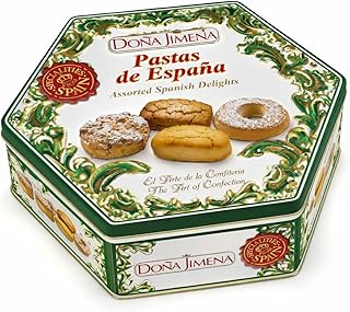 Dona Jimena Pastas De Espana ( Assorted Spanish Delights) Decorative Can Net.Wt 10.6 oz