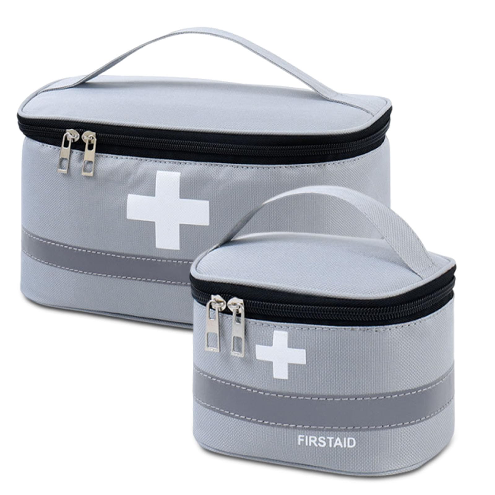 First Aid Bag Empty, 2PCS Small/Large First Aid Emergency Organizer Bags, Portable Empty Medicine Bags, Medicine Travel Storage Bag Portable First Aid Box for Outdoor Camping Travel Work(Grey)