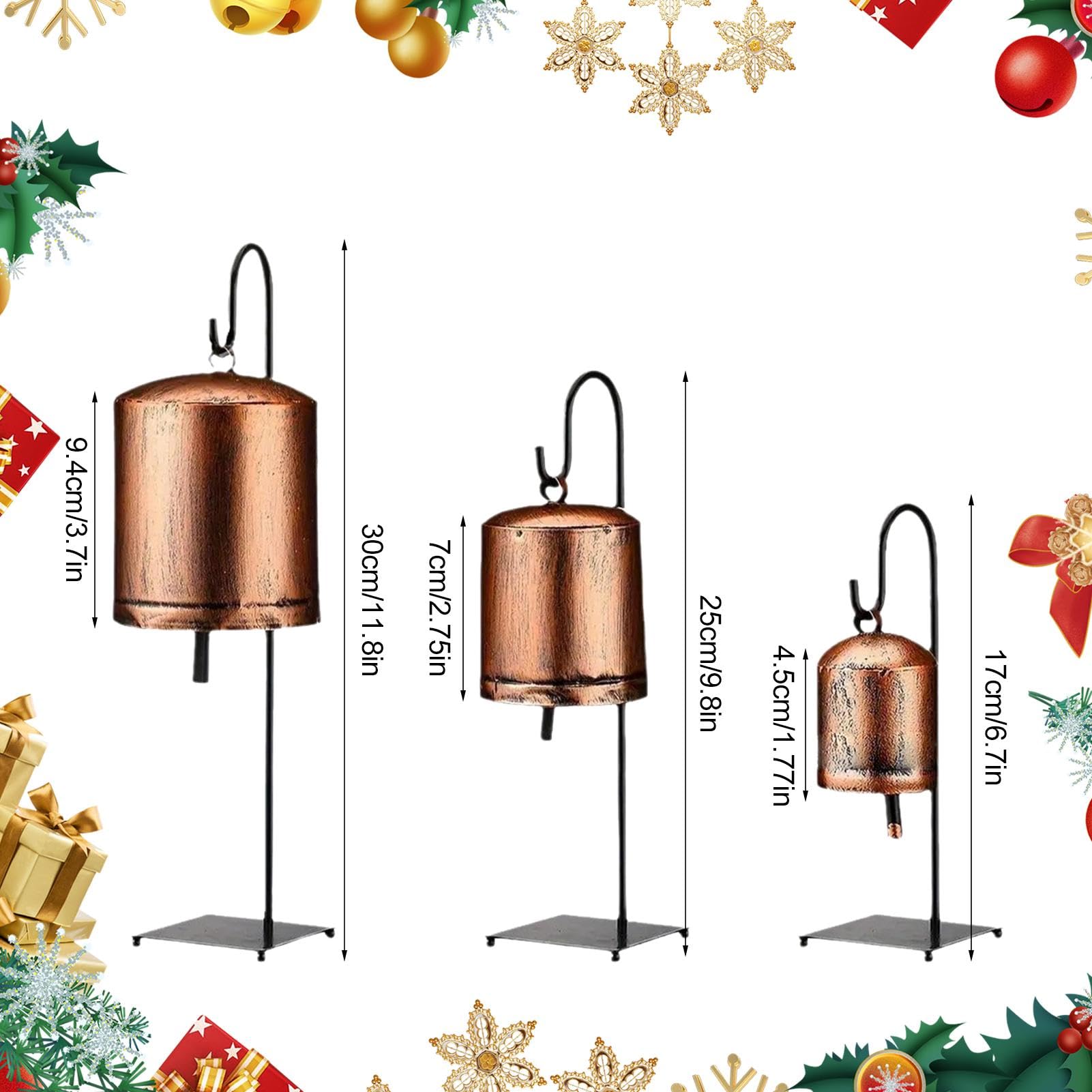Campanas rústicas para vacas navideñas, Campanas para decoraciones