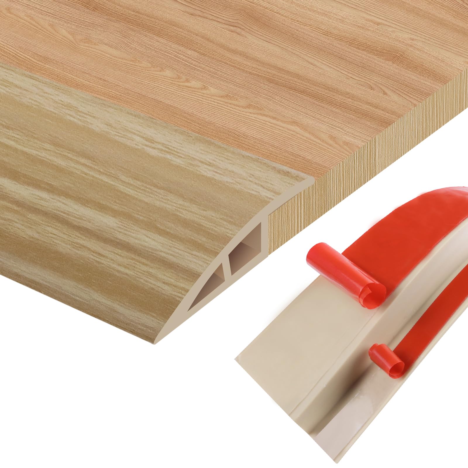 Floor Transition Strips Double Sided Self Adhesive Door Threshold Strips for Doorways, Laminate Threshold for Gaps Carpet Floor Tiles