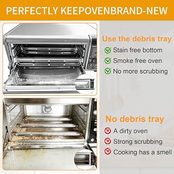 Crumb Tray Replacement for Ninja Foodi SP101 SP100 SP1001C SP201 Air Fryer Oven with 4 PCS Fiberglass Air Fryer Mats, Air Fryer Accessories for Ninja airfryer Flip Up Toaster Oven