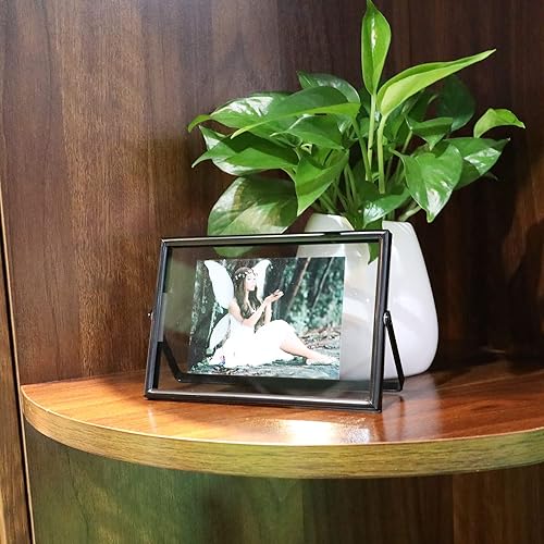 Miniatura 8 de Marco flotante negro (4 x 6 pulgadas, horizontal), para fotos de 3 x 5, 2 x 3, 1 x 2, marco de fotos de escritorio pequeño, decoración del hogar u