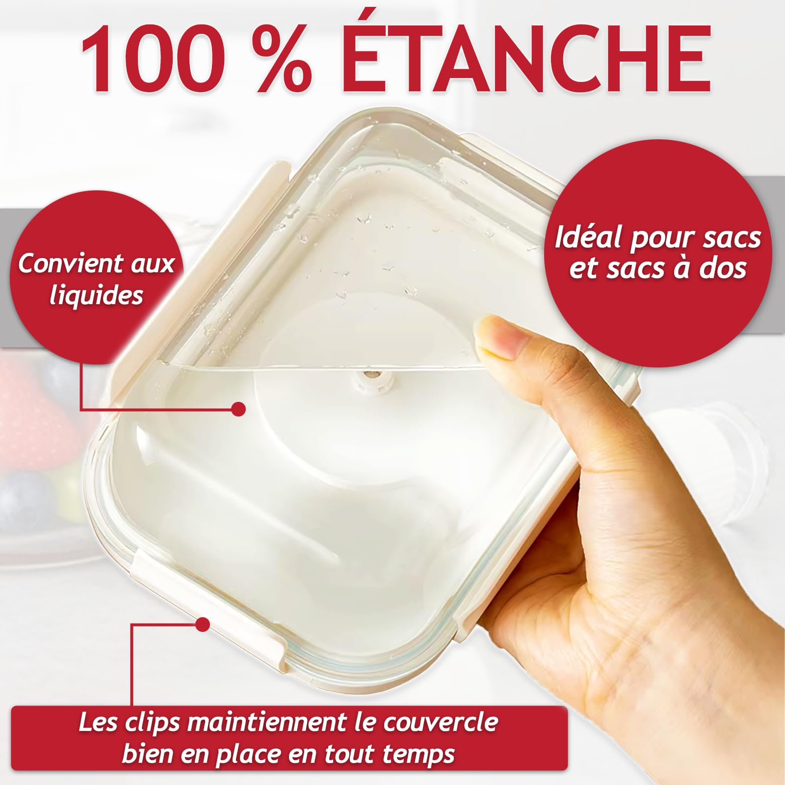 SPARES2GO Boîtes de conservation sous vide en verre avec couvercles à clips (Lot de 5, Petit format, 630 ml) + Pompe manuelle