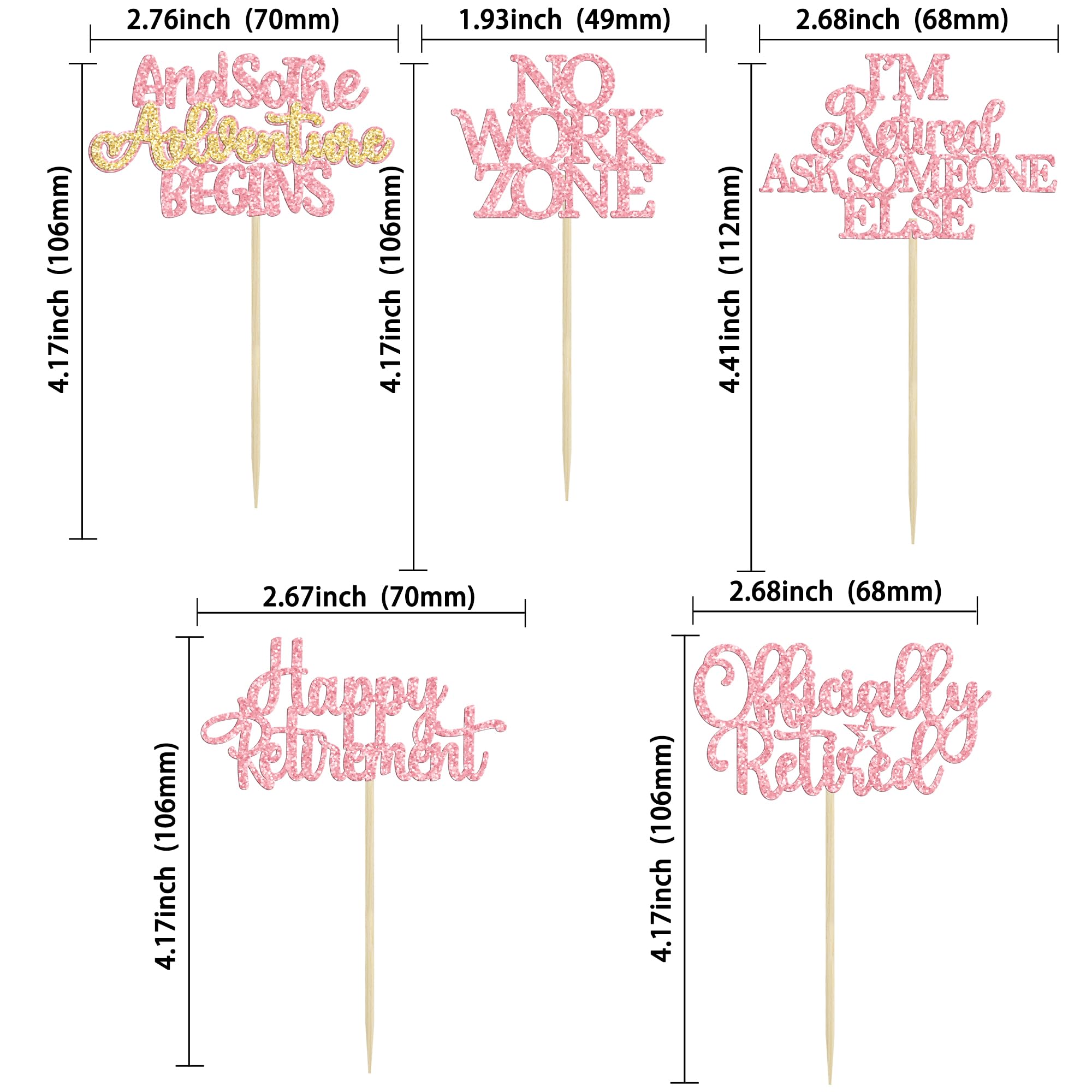 24 Stück Cupcake-Topper „Happy Retirement“ – Ca. 10–11 Cm Hoch, Papier, Für Ruhestandsparty & Abschied