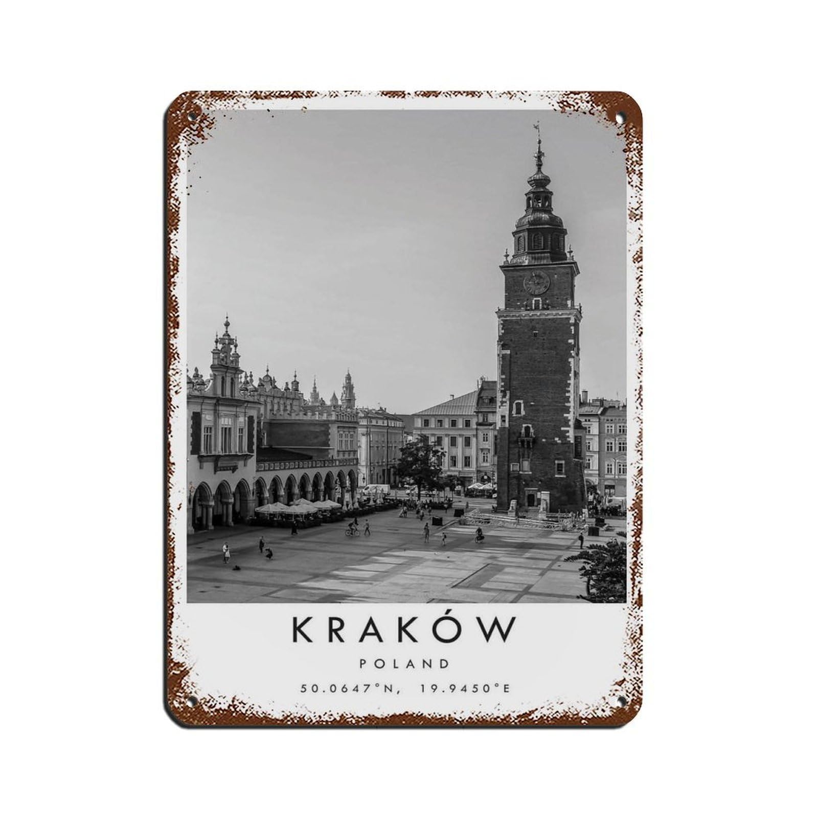 Krakow Travel, Krakow Poster Tin Sign Vintage Metal Pub Club Cafe Bar Home Wall Art Decoration Poster Retro 12x16inch(30x40cm)