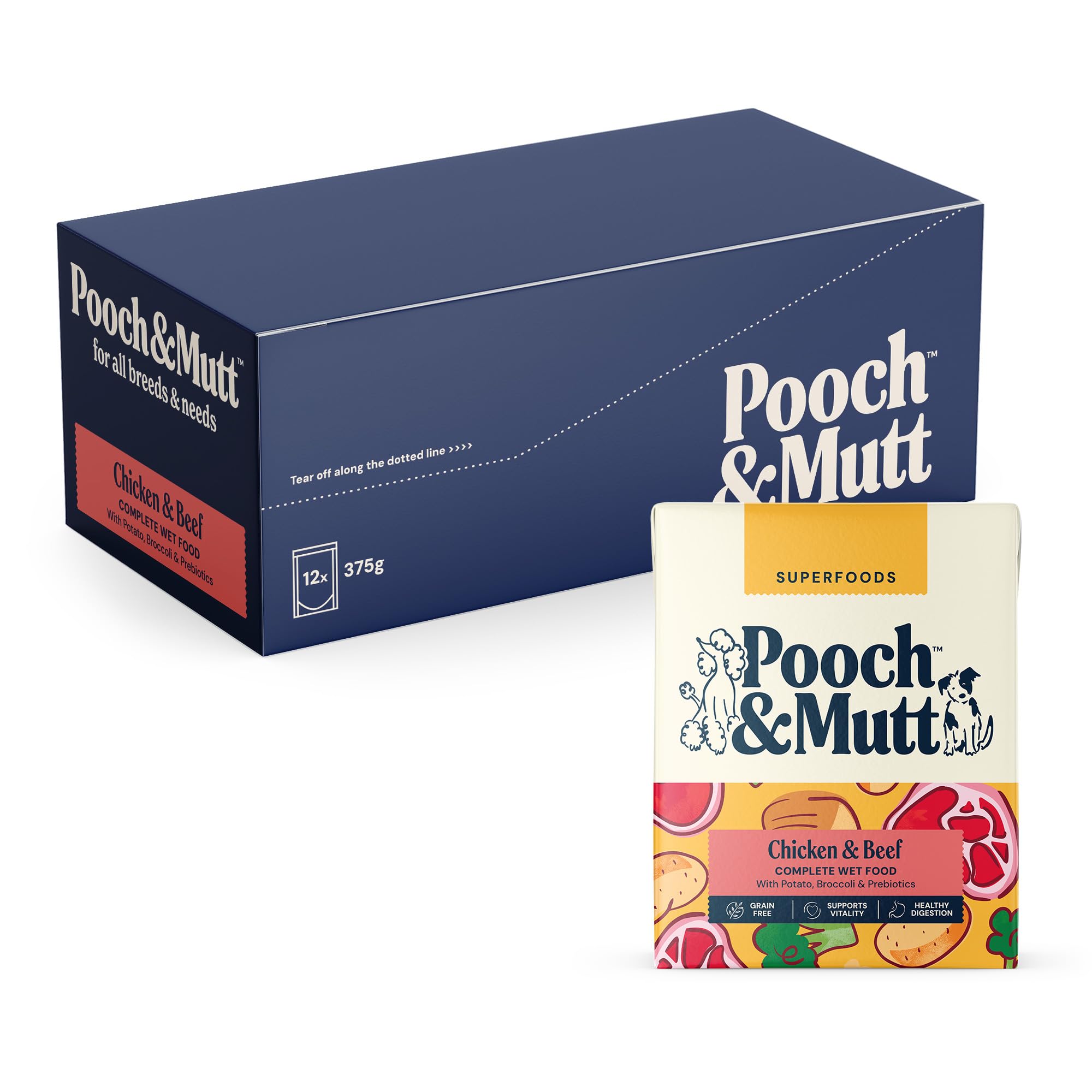 Pooch & Mutt - Chicken & Beef, Complete Wet Dog Food, 12x375g