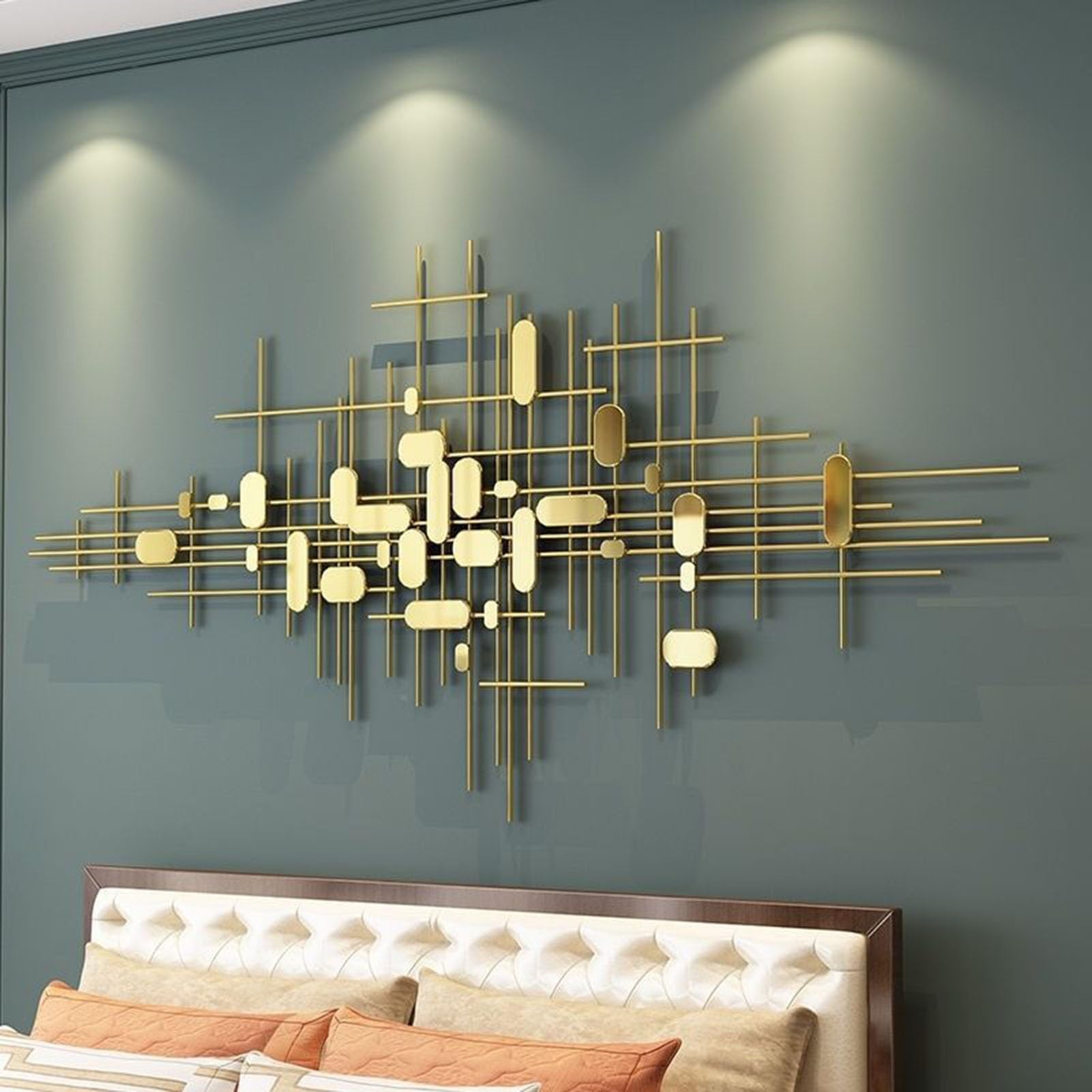 Gold Wanddekoration Für Wohnzimmer, Moderne Luxus Wandkunst 3D Metall Hängende Wand Skulptur, Hintergrundwand Ornament Für Schlafzimmer, Esszimmer, Attraktives Geschenk