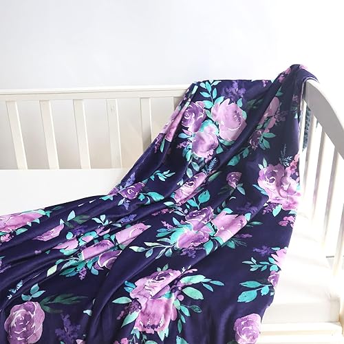 Miniatura 8 de Mantas de bebé, manta floral, tela minky, unisex, reverso punteado, doble capa, de cuna, para guarderíacochecitocama para niños pequeñosasiento de