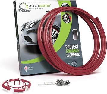 AlloyGator Dark Red Rim Protector for Car Wheels Fits 12-19" Wheel Diameter - Pack of 4 Premium Alloy Wheel Protector to Avoid Scratches & Scuffs - Adhesive Free Curb Rash Rim Protectors
