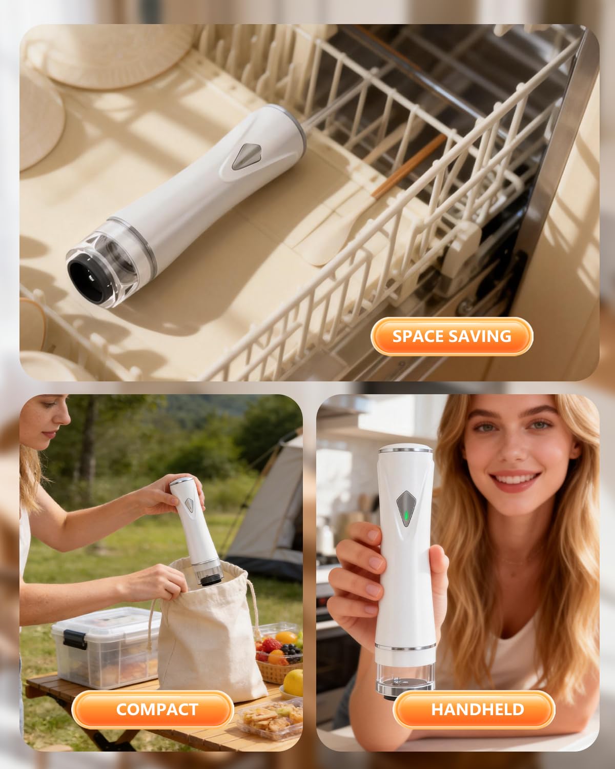 Sellador al vacío de mano para alimentos con tanque de agua visible, máquina selladora al vacío inalámbrica compacta con 30 bolsas de vacío reutilizables para 10 veces más conservación y