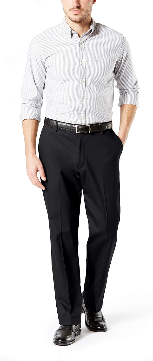 Dockers Men's Classic Fit Signature Khaki Lux Cotton Stretch Pants Standard 30W x 32L Black
