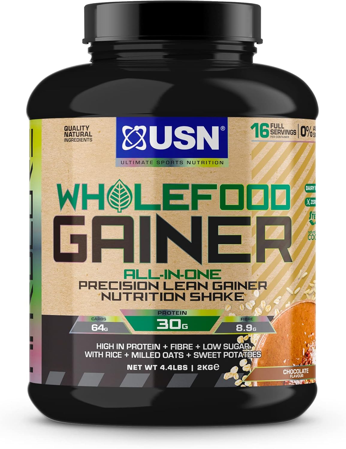 USN Wholefood Gainer Chocolate Allinone Vegan Protein Powder Shake