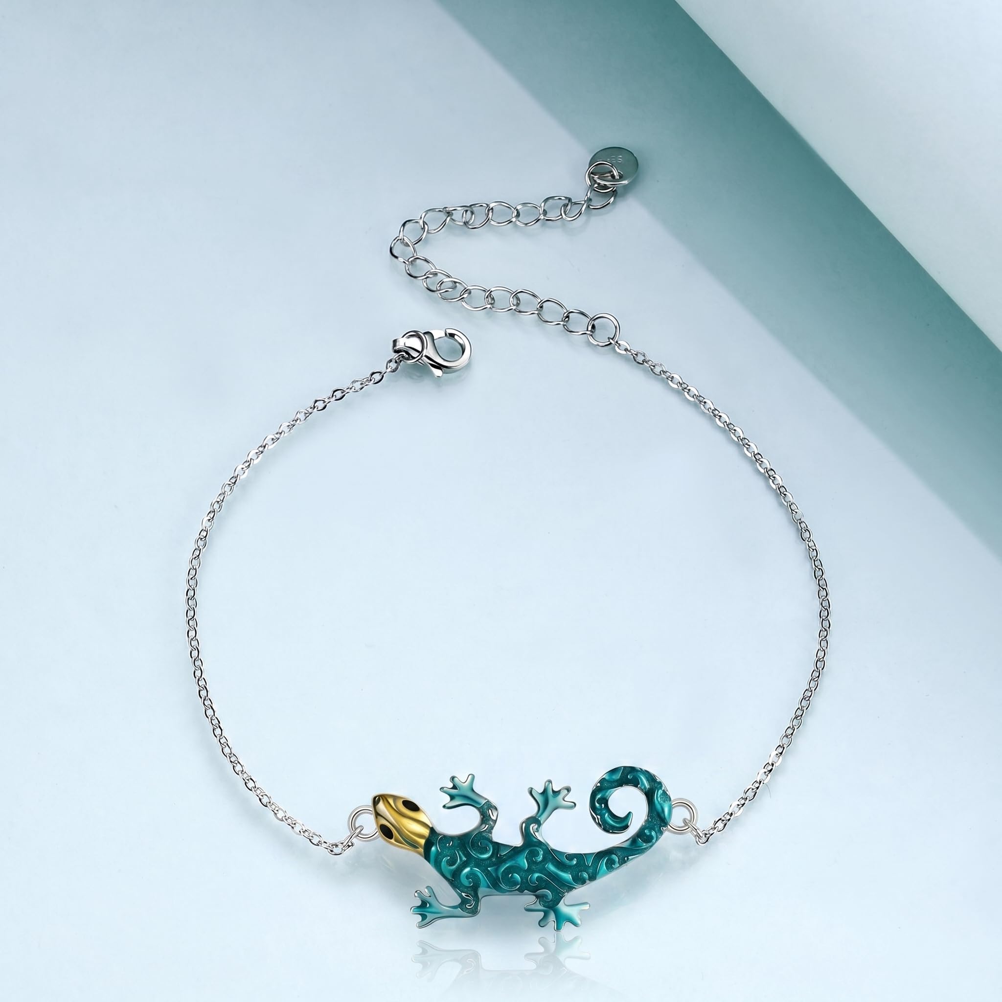 URONE Eidechsen Armband aus Sterlingsilber Armband mit Gecko Anhänger Tierschmuck als Geschenk für Damen