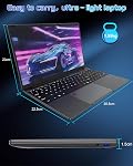 15.6 Ordinateur portable de pouce - 16GB RAM LPDDR4 512GB SSD Ordinateur portable FHD Ordinateur portable ordinateur PC Céléron N5095 Processeur Netbook avec Touch ID WiFi5 Bluetooth 4.2 USB 3.0