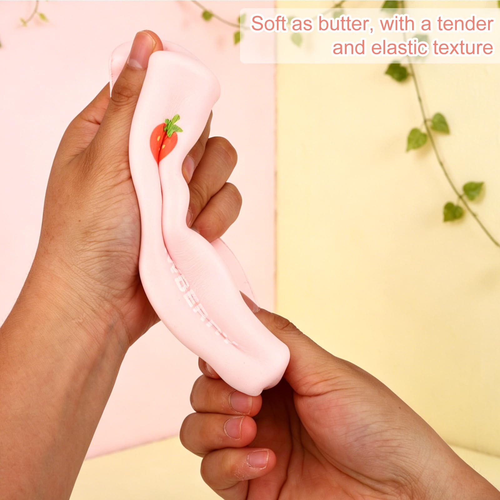 Lyreh Giocattolo Burro da Spremere, Materiale PU Giocattolo Alimentare a Forma di Fragola a Lenta Risalita da Spremere Ideale per Casa Ufficio Scuola o Come Bomboniera Feste (Rosa)