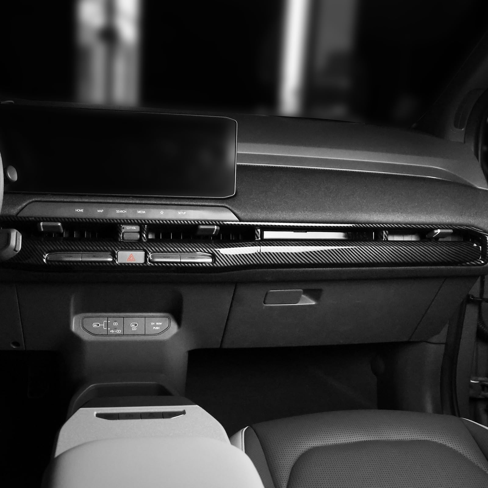 Auto Armaturenbrett Lüftungsschlitz Rahmen Blende Abdeckung Für Kia EV3 2024 2025 2026 Interieurleisten Trim (Kohlefaser)