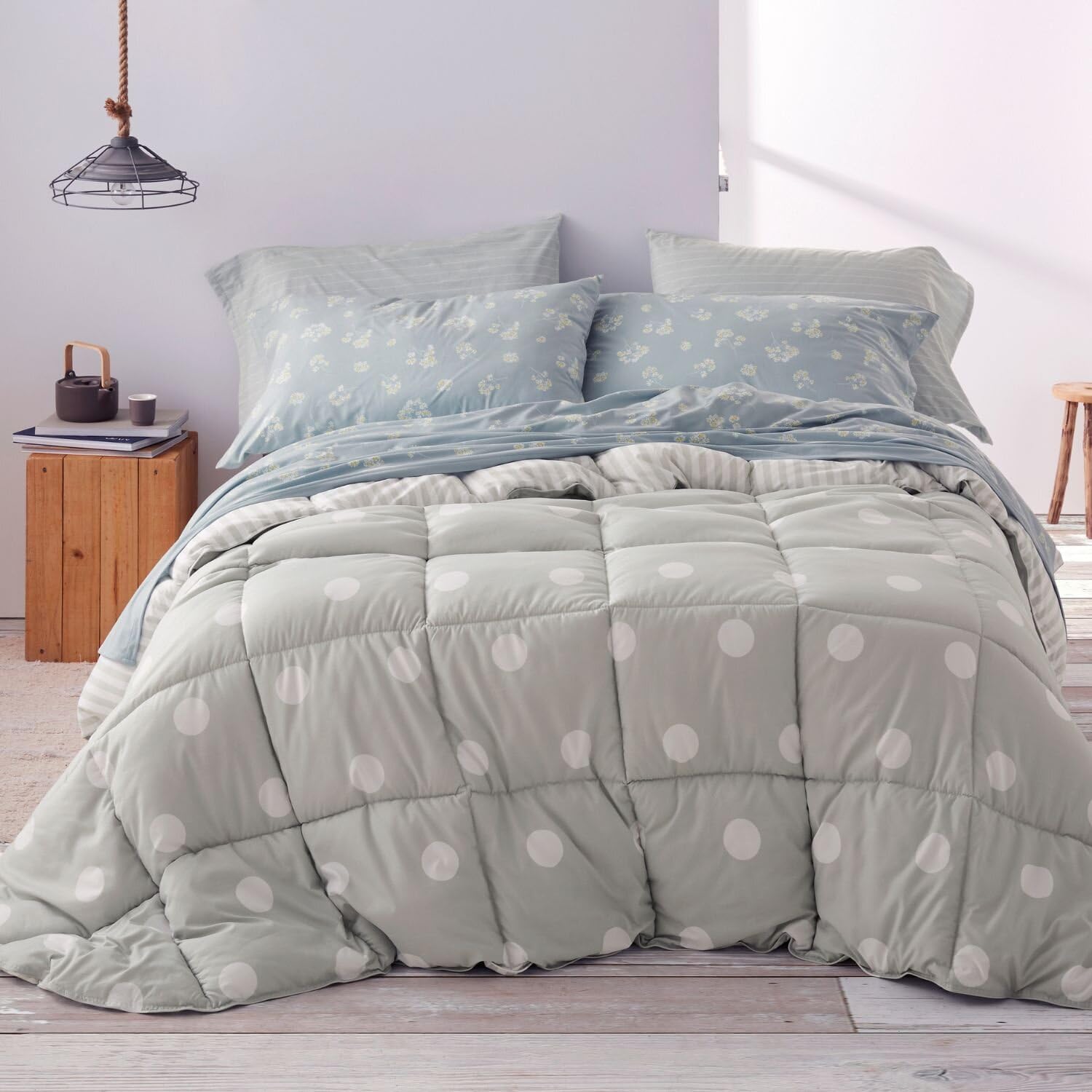 Burrito Blanco | Edredón Comforter | Cama de 150cm. (+Medidas Disponibles) | Diseño 263 | Color Menta (250x270 cm)