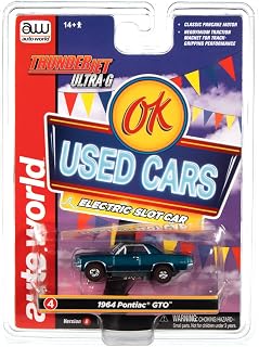Auto World Thunderjet OK Used Cars 1964 Pontiac GTO (Blue) HO Scale Slot Car