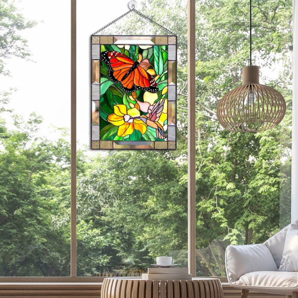 Stained Glass Rectangle Window Panel Suncatcher Wall Decor Butterfly | Home & Garden | Home Déco | Suncatchers & Mobiles-image-7