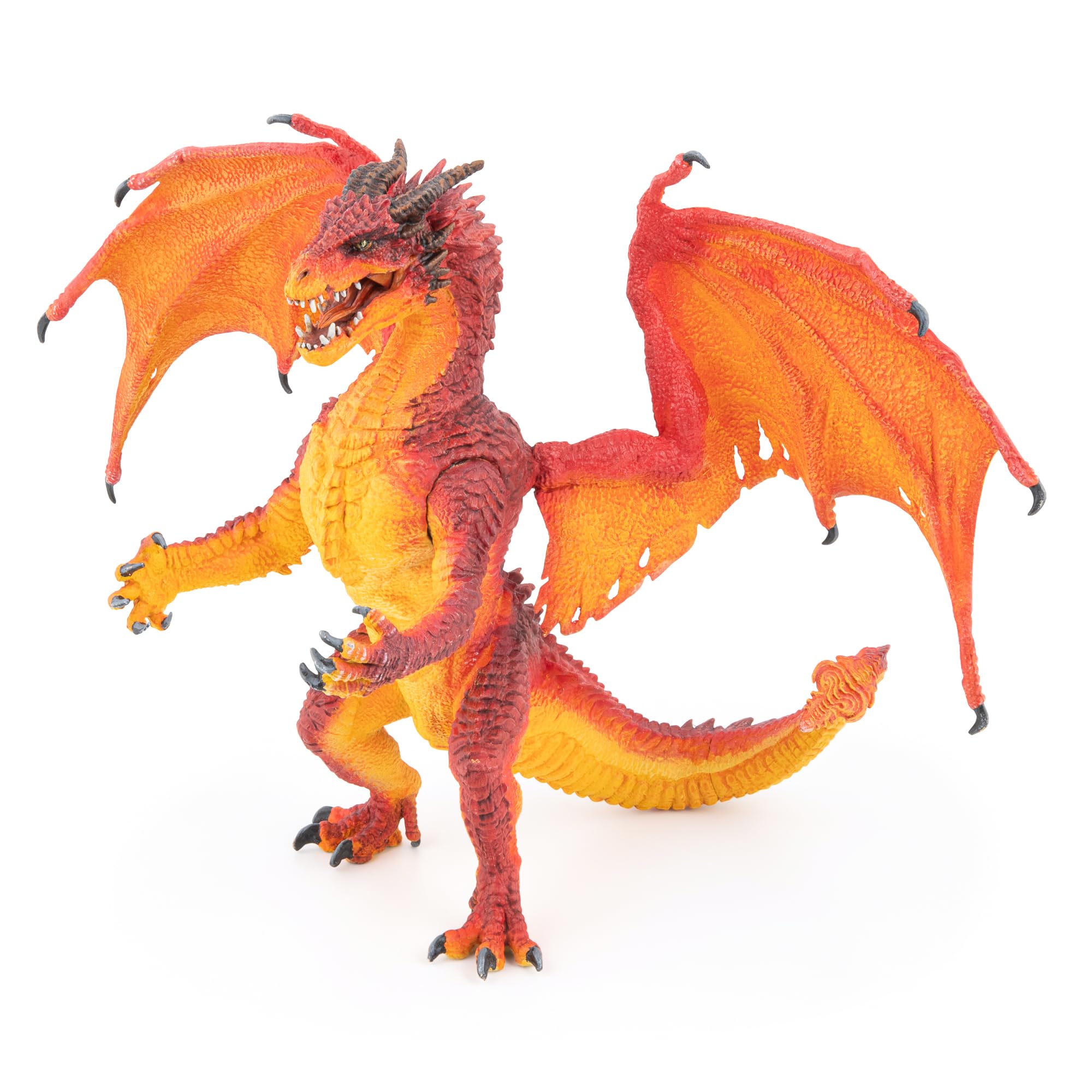 Papo - Drachenkönig des Feuers - Bewegliche Fantasy-Figur - 16 cm | Ab 3 Jahren, beweglicher Drache zum Sammeln und für fantasievolles Mittelalter-Spiel, das die Kreativität fördert