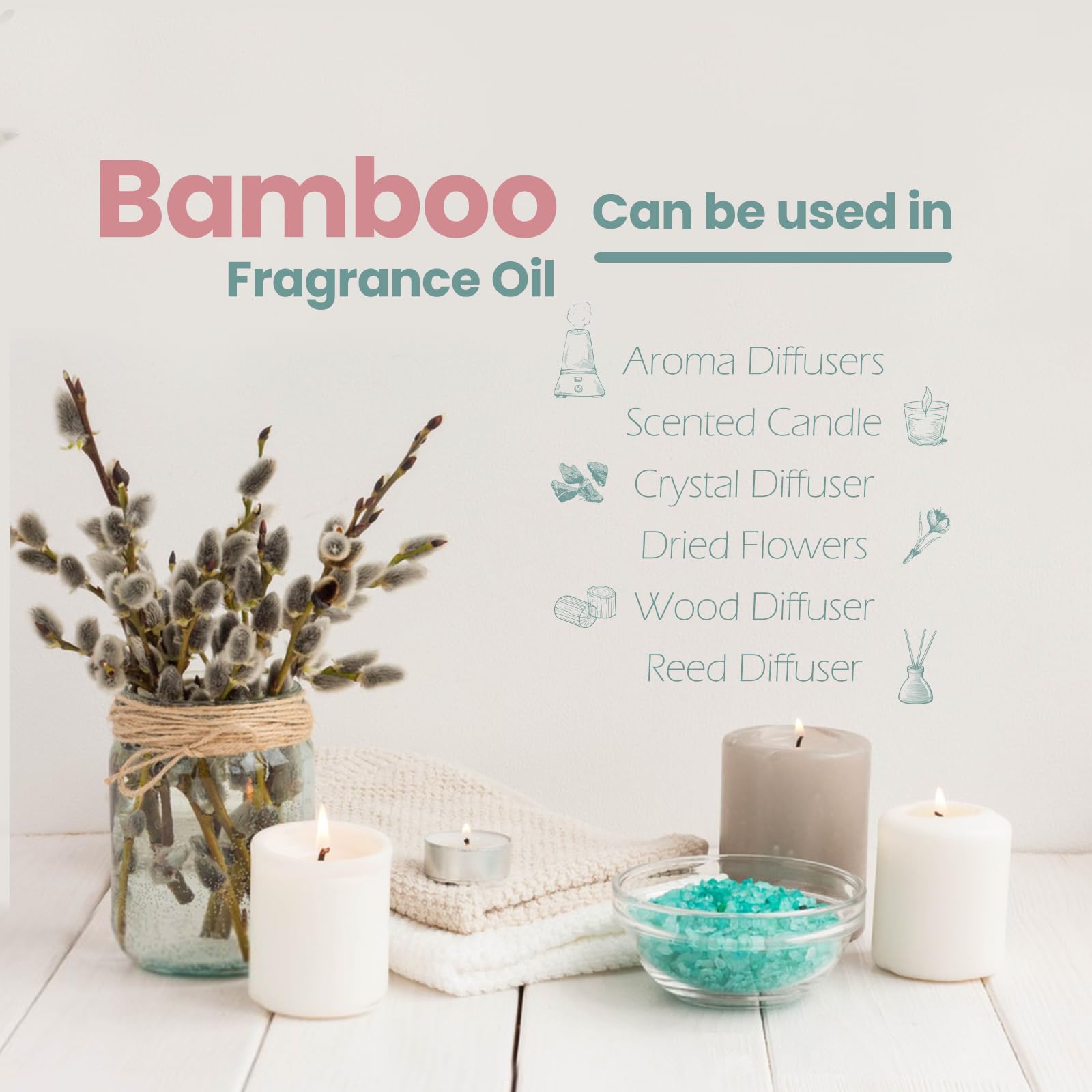 MAYJAM Olio Essenziali di Bambù 10ML, Olio Di Fragranza Premium Per Diffusori di Olio Essenziali, Aromaterapia, Casa, Bruciatore Di Olio