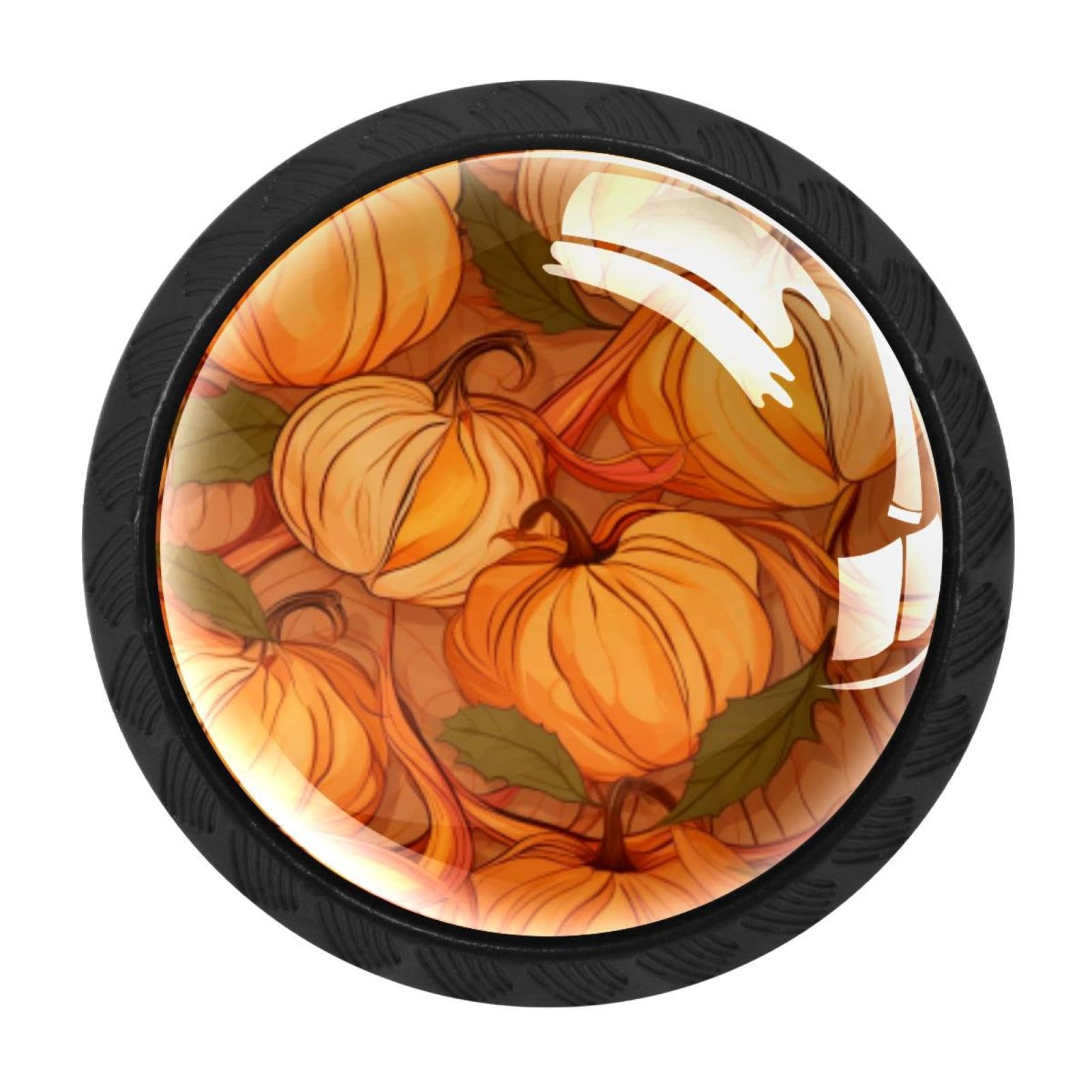 CHENZZZZ 4 Pack Cabinet Handles Black Thanksgiving Pumpkin Cabinet Knobs Draw