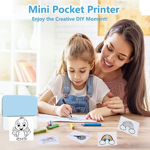 Miniatura 4 de PRINHSJI Mini impresora, impresora adhesiva sin tinta, mini impresora de bolsillo, impresora térmica portátil, compatible con iOS + Android para