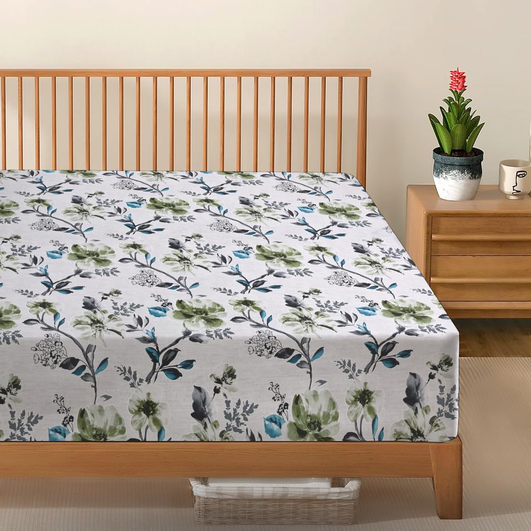 EverSoft Bedding 1PCS Floral Fitted Sheet Small Double Size Extra Deep 35cm Pocket 4ft Soft Breathable Printed Mattress Cover