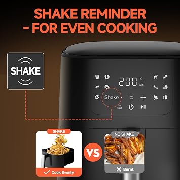 Qido Air Fryer, 5.28 QT Square Airfryer, 400F Fast Heating Air Fryers Oven with One-Touch Presets, Auto-Off, Dishwasher-Safe Nonstick Basket, Multiple 8 in 1 Function, Black