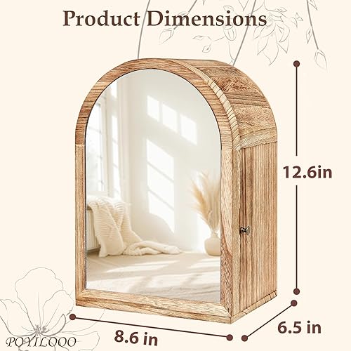 Miniatura 2 de Joyero organizador, caja de joyería de madera maciza, almacenamiento de collares, anillos, aretes, pulseras con espejo y cajones, regalos de Navidad