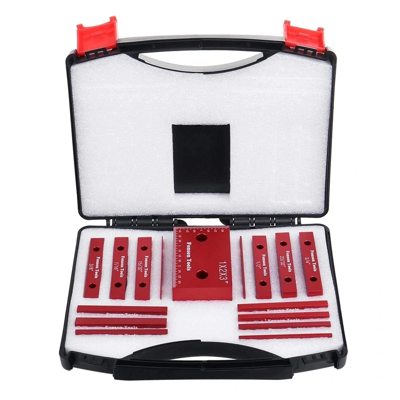 CVFRDD Gauge Block Set 16Pc Inch / 9Pc Metric Setup Blocks Height Gauge Set, Precision Aluminum Bars For Router And Table Saws Woodworking Up(16pcs Inch with Box)
