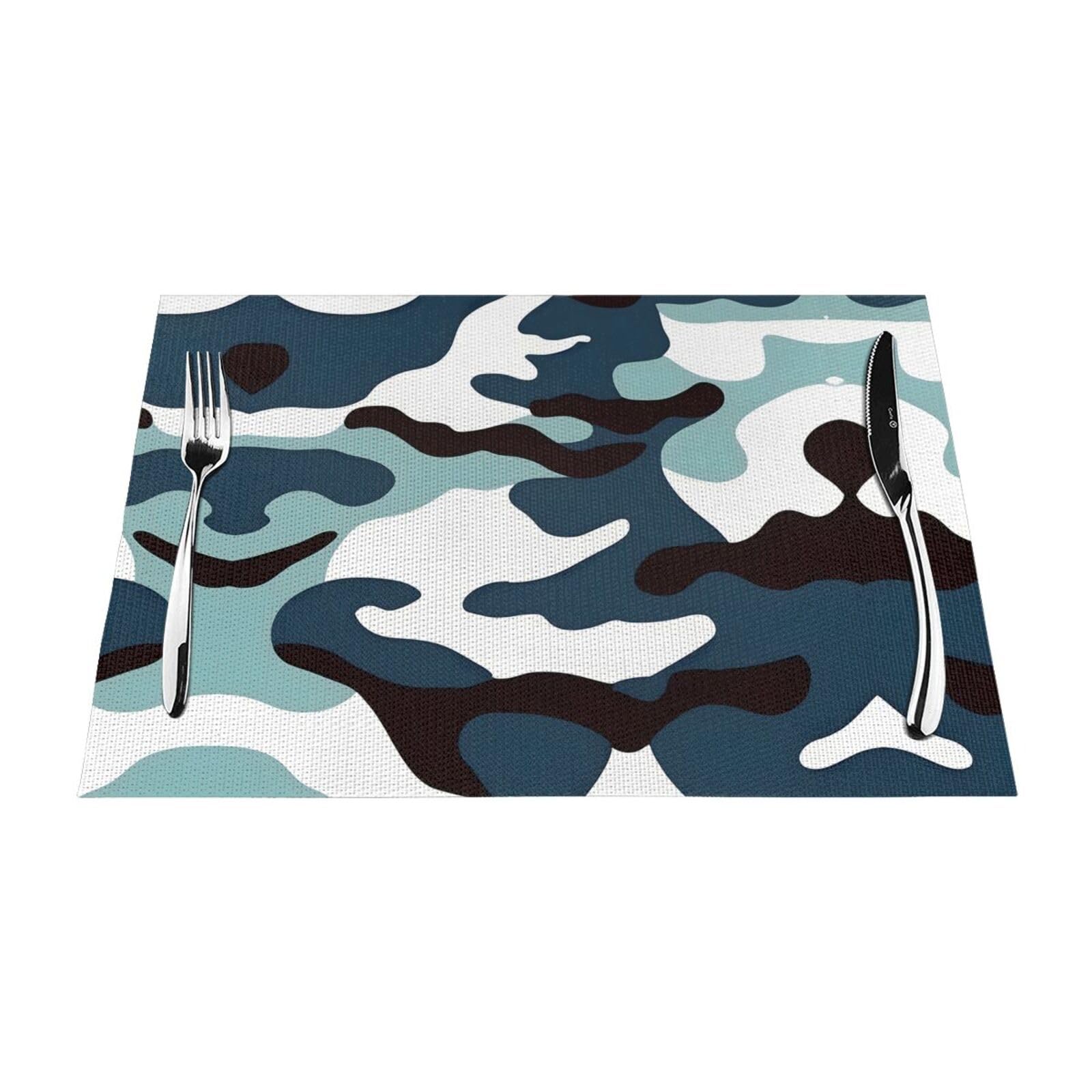 Sets de table tissés et imprimés camouflage 30,5x45,7 cm pour hôtel et salle
