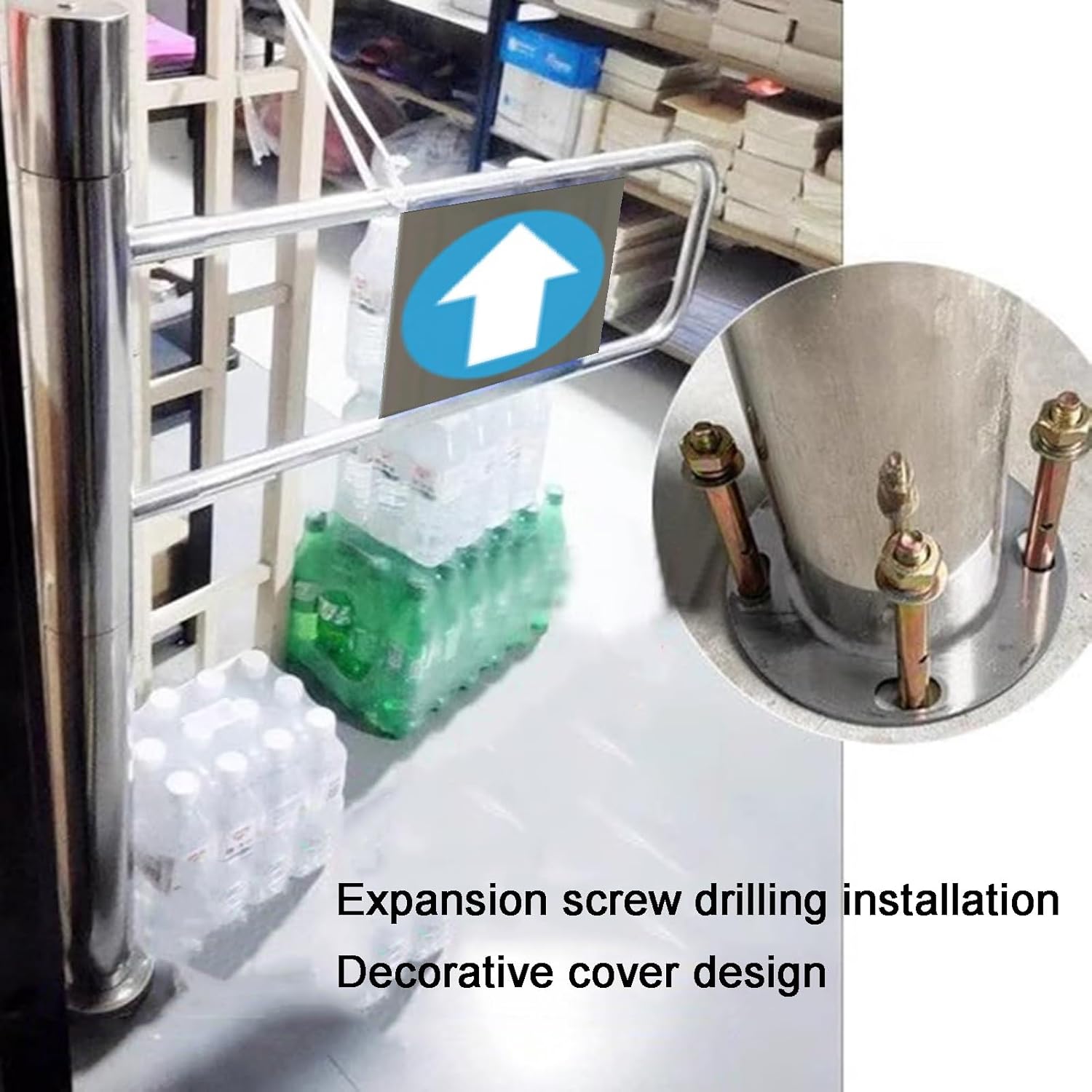 Stainless Steel Safety Gate - Manual Swing Barrier for Porches, Malls & Playgrounds (190x100cm) - Durable, Weather-Resistant Entrance Gate, Child & Pet Safety Solution