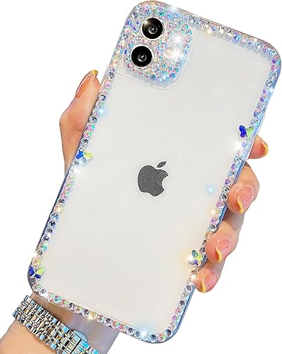 Miniatura 7 de BANAILOA Funda de lujo para iPhone 11 con purpurina, elegante funda de diamantes de imitación 3D con diamantes de imitación transparentes y