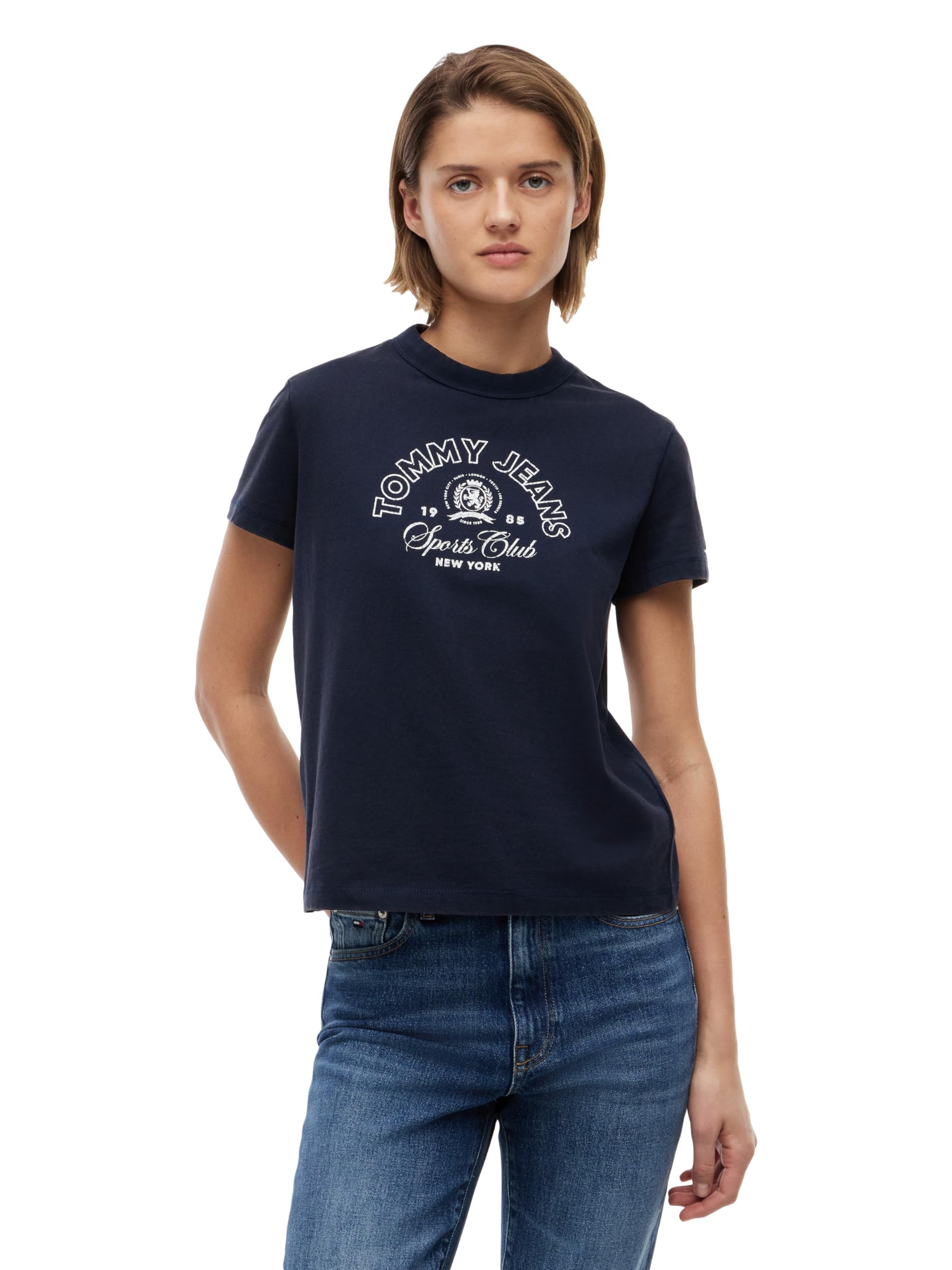 Women's Short Sleeve Cotton Graphic Crewneck T-Shirts with Heritage Logo