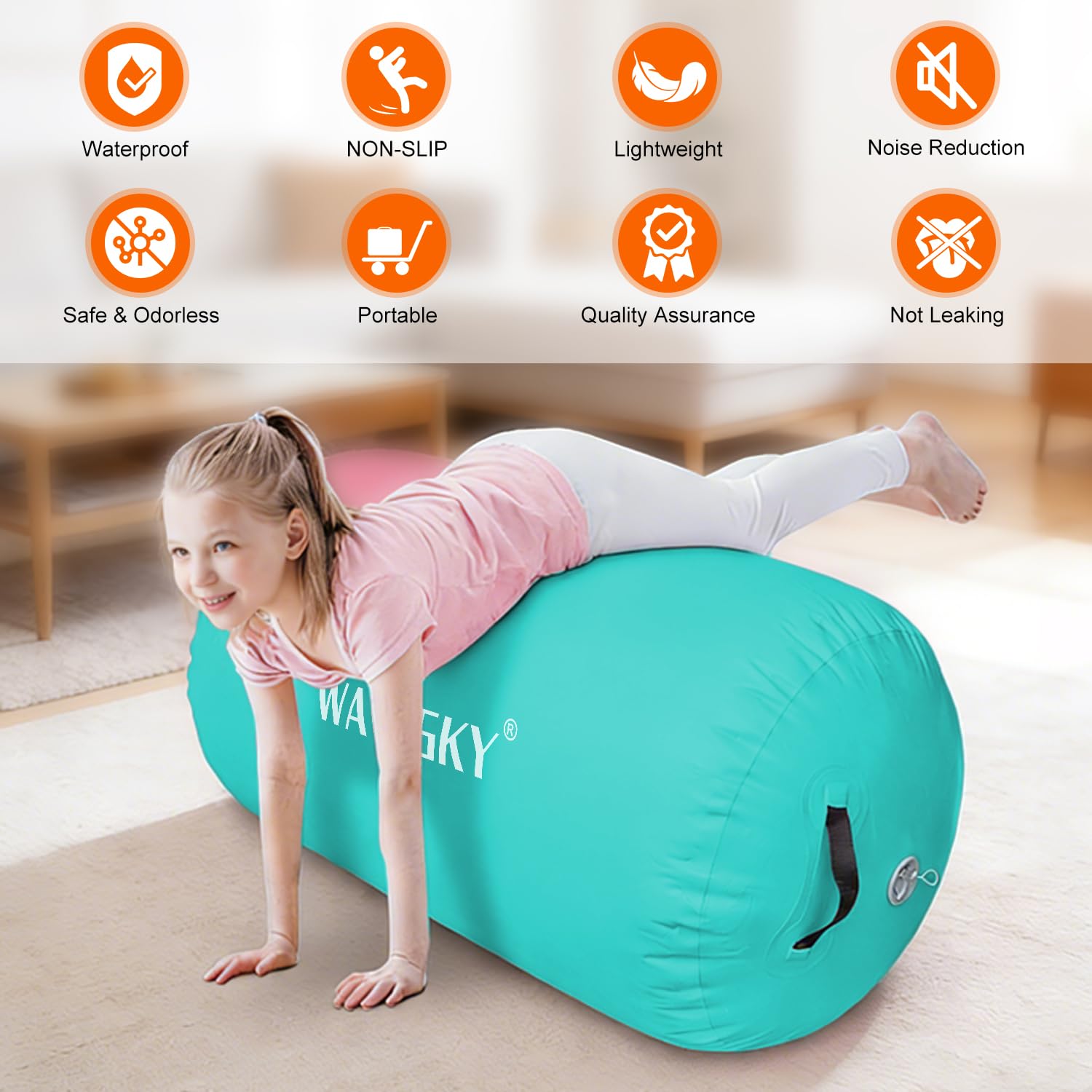 Track - Rollo de aire hinchable, 80/100/120 cm, para gimnasia, artística, para el hogar, al aire libre, fitness, entrenamiento (verde, 100 x 60 cm)