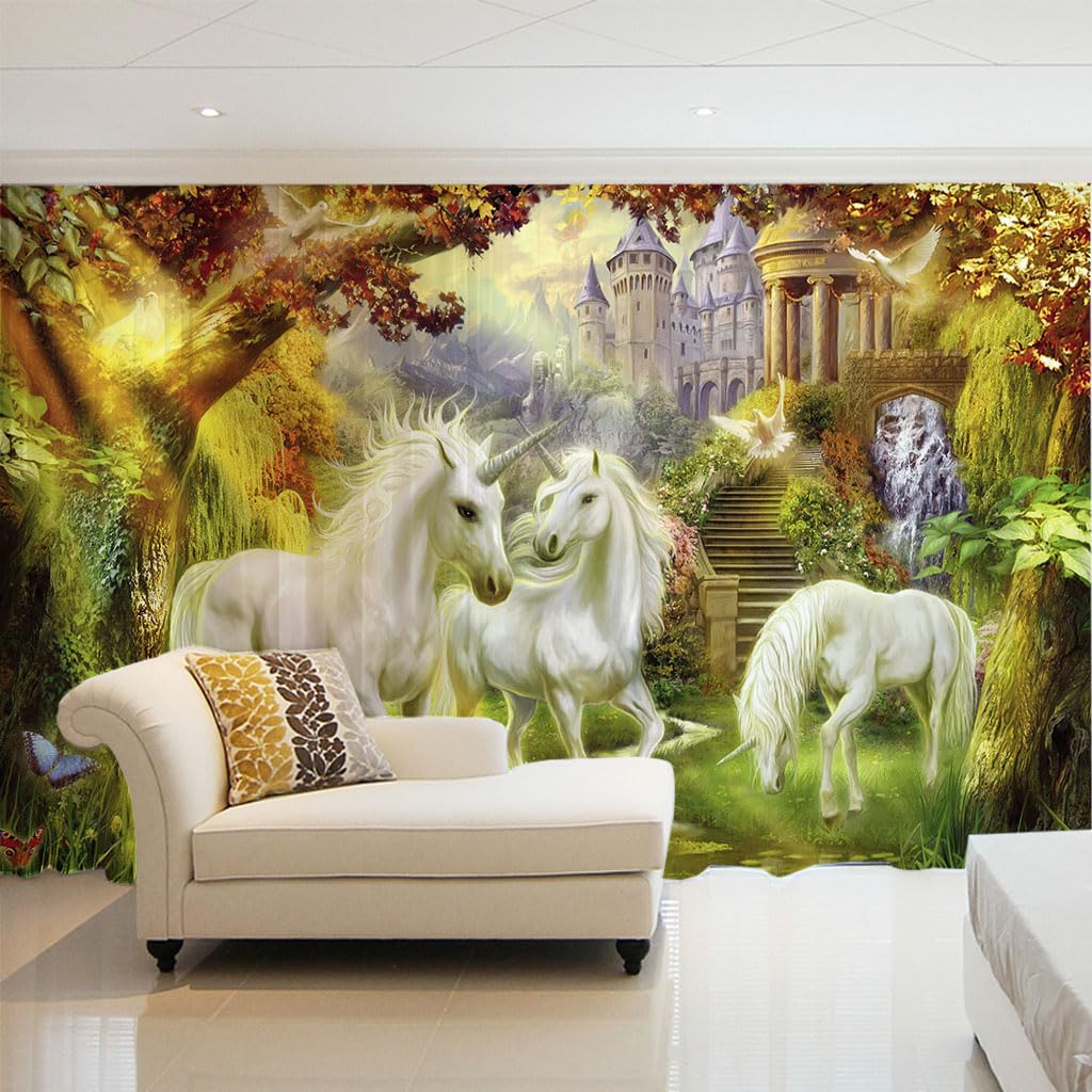 Rideaux transparents anti-regards motif licorne pour tamiser la lumière du salon