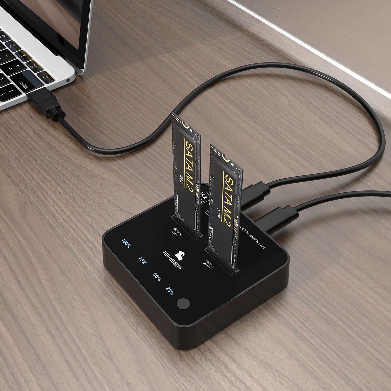 Dual bay Docking station M.2 SATA SSD clone con funzione duplicatore lettore.H016S